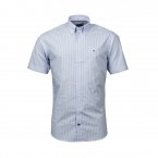 Chemise Tommy Hilfiger Poplin en coton blanc à rayures verticales bleu ciel