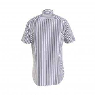 Chemise manches courtes Tommy Hilfiger en coton biologique blanc à rayures verticales bleu marine