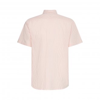 Chemise manches courtes Tommy Hilfiger en coton biologique blanc à rayures verticales corail