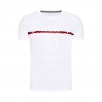 Tee-shirt col rond Tommy Hilfiger en coton mélangé blanc floqué