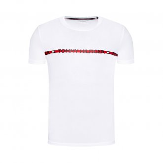 Tee-shirt col rond Tommy Hilfiger en coton mélangé blanc floqué