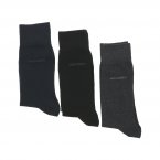 Lot de 3 paires de chaussettes Hugo Boss en coton stretch mélangé gris, gris anthracite et noir