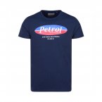 Tee-shirt col rond Petrol Industries en coton bleu marine floqué rouge, blanc et bleu indigo à la poitrine