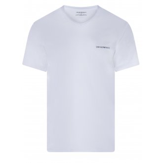 Lot de 2 tee-shirts Emporio Armani en coton stretch bleu marine et blanc