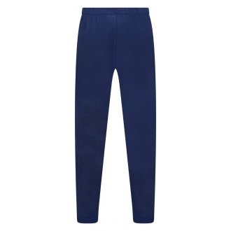 Pyjama long Eminence en coton : sweat bleu indigo à micro motifs et pantalon bleu marine