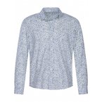Chemise coupe droite Harris Wilson Diego en coton écru à motifs bleu marine