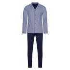 Pyjama long Hom Ramatuelle en coton bleu marine : chemise à motifs blancs et pantalon