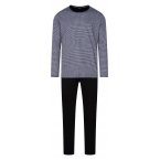 Pyjama long Hom Canoubiers en coton : tee-shirt manches longues blanc et noir et pantalon noir