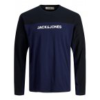 Tee-shirt d'intérieur Jack & Jones en coton bleu marine et noir floqué