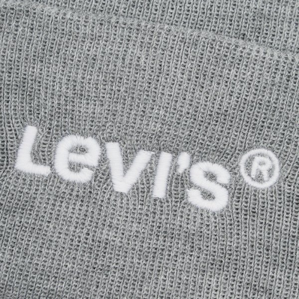 Bonnet Levi's® gris chiné avec logo de la marque brodé en blanc à l'avant