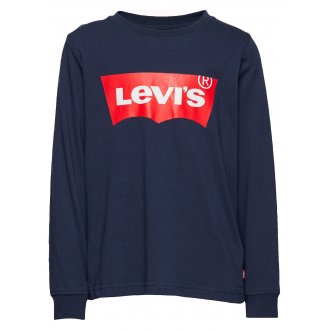 Tee-shirt manches longues col rond Levi's® Junior en coton bleu marine floqué
