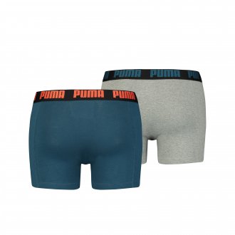 Lot de 2 boxers Puma Underwear en coton stretch bleu marine et gris chiné