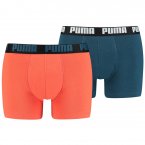 Lot de 2 boxers Puma Underwear en coton stretch bleu marine et orange