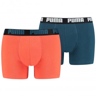 Lot de 2 boxers Puma Underwear en coton stretch bleu marine et orange