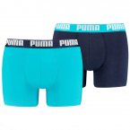 Lot de 2 Boxers Puma Underwear en coton stretch bleu turquoise et bleu nuit