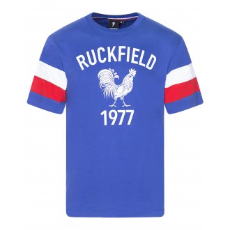 T-Shirt en coton Ruckfield avec un col rond bleu