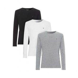 Lot de 3 T-Shirts Tommy Hilfiger en coton noir, gris et blanc
