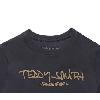 Tee-shirt col rond manches longues Teddy Smith Junior en coton bleu marine