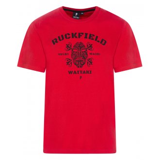 Tee-shirt col rond Ruckfield en coton organique rouge floqué