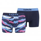 Boxers Levi's® en coton stretch bleu marine et rose, lot de 2