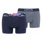 Boxers Levi's en coton stretch bleu marine et gris, lot de 2