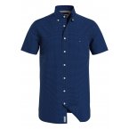 Chemise coupe droite à col américain Tommy Hilfiger en coton biologique bleu marine