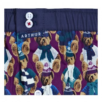 Caleçon Arthur en coton violet à motifs ours