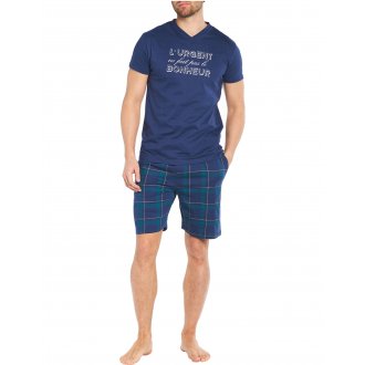 Pyjama court Arthur coton bleu marine