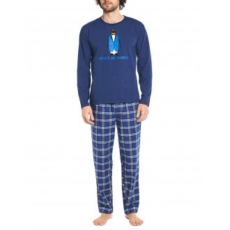 Pyjama long Arthur coton bleu nuit