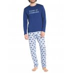 Pyjama long Arthur coton bleu