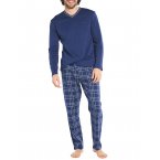 Pyjama long Arthur coton bleu marine