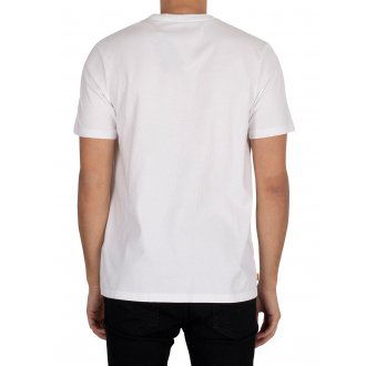 T-shirt col rond Timberland en coton biologique blanc avec logo brodé
