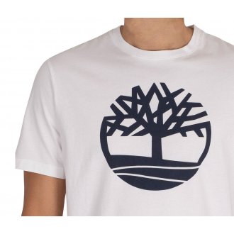 T-shirt col rond Timberland en coton biologique blanc avec logo brodé
