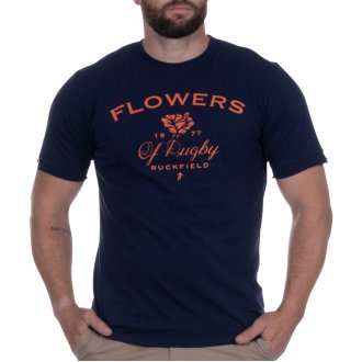 T-shirt col rond Ruckfield en coton biologique bleu marine avec manches courtes avec logo floqué