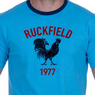 T-shirt col rond Ruckfield en coton biologique blanc avec manches courtes avec logo coq