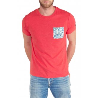 Tee-shirt Le Temps des Cerises coupe droite en coton rouge à col rond et manches courtes