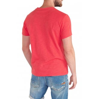 Tee-shirt Le Temps des Cerises coupe droite en coton rouge à col rond et manches courtes
