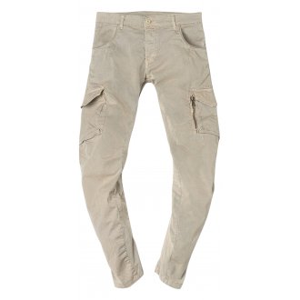 Pantalon slim Le Temps des Cerises style cargo en coton beige à poches à soufflets