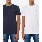 T-shirt Kaporal, lot de 2, un blanc et un bleu marine avec manches courtes et col rond