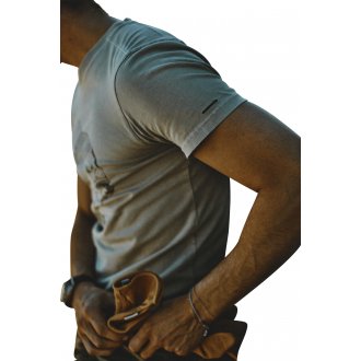 T-shirt col rond Freeman en coton gris floqué à la poitrine