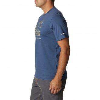 T-shirt Columbia droite bleu avec manches courtes et col rond
