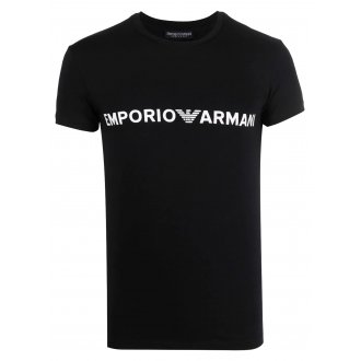 Pyjama court Emporio Armani en coton : tee-shirt col rond et short noir