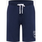 Short de jogging 2 poches bleu marine uni en coton mélangé avec logo blanc