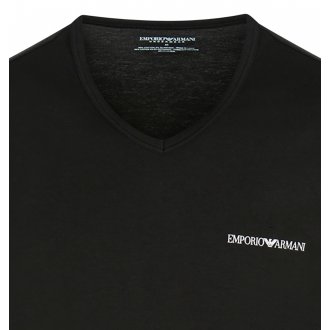 T-shirts col V Emporio Armani en coton noir avec manches courtes, lot de 2