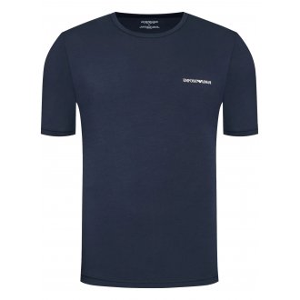 Lot de 2 t-shirts col rond Emporio Armani en coton bleu marine et bleu nuit