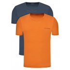 Lot de 2 t-shirts col rond Emporio Armani en coton bleu marine et orange