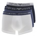 Lot de 3 Boxers Emporio Armani en coton bleu et blanc