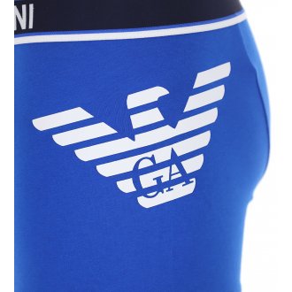 Boxer classique bleu électrique uni en coton avec gros logo blanc latéral