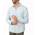 Chemise droite col italien Deeluxe en coton à rayures blanches et bleu ciel