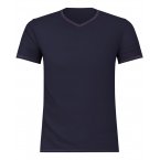 Tee-shirt col V made in France Eminence en coton stretch bleu marine